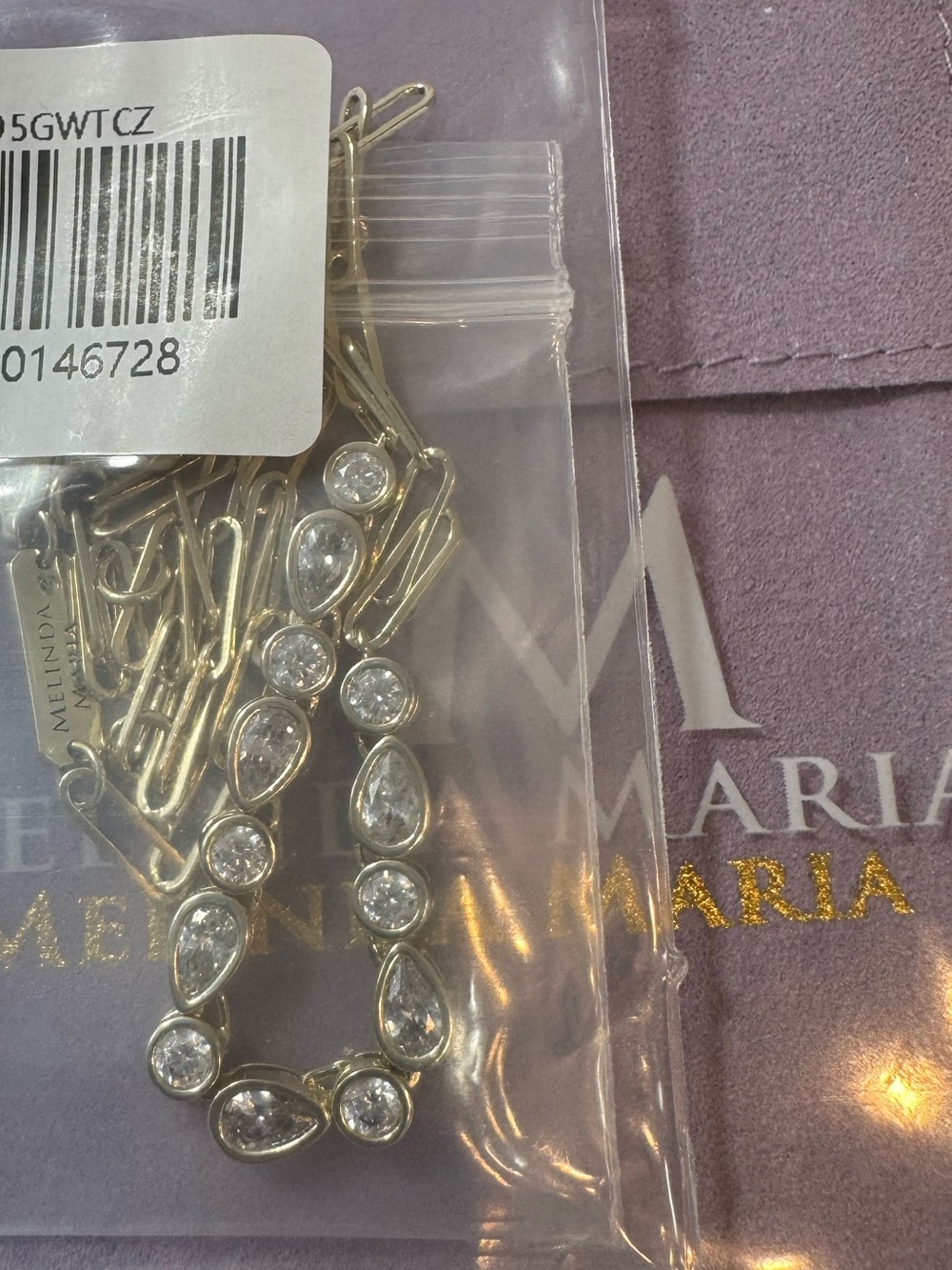 Melinda Maria Gold Teardrop & Round Simulated Diamond Tennis Necklace - Picture 8 of 15